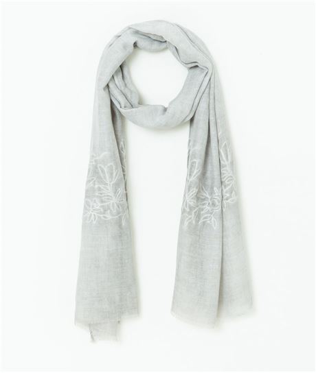 Foulard femme broderie GRIS