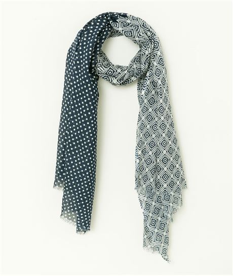 Foulard femme double imprimé BLEU