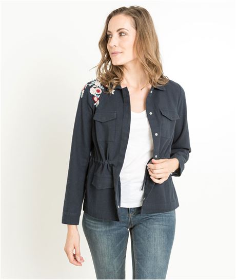 Saharienne femme marine et broderies MARINE