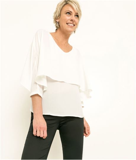 Chemisier femme esprit cape ECRU
