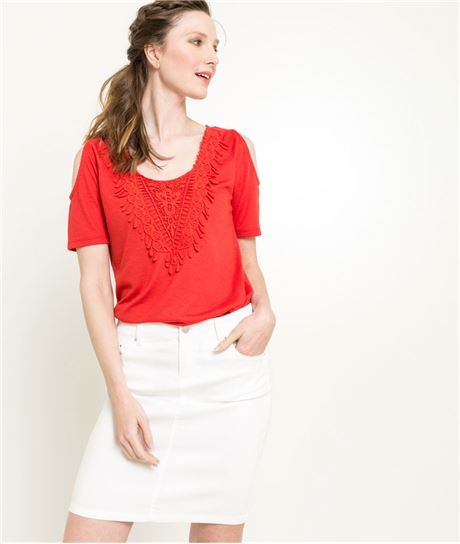 T-shirt femme manches courtes ROUGE