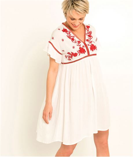 Robe femme été brodée ECRU
