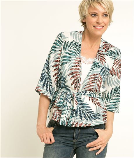 Veste kimono femme imprimé VERT