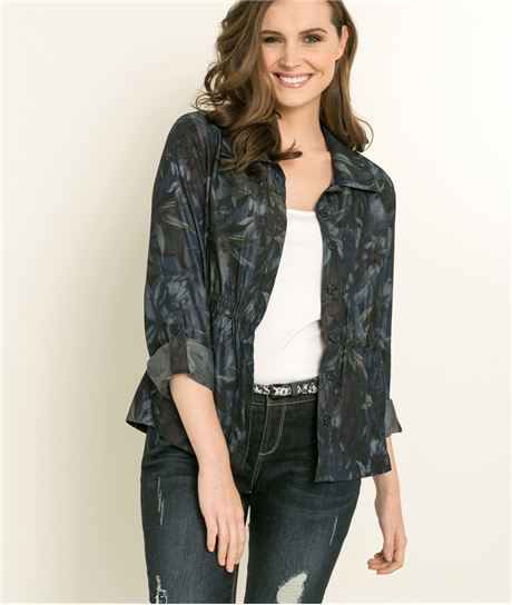 Veste femme saharienne imprimée BLEU
