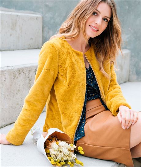 Veste femme fausse fourrure CURRY