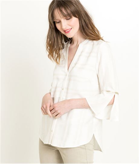 Chemise femme fluide détail lurex BEIGE