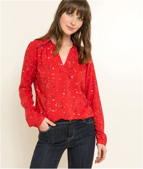 Chemise liquette femme imprimés ludiques ROUGE