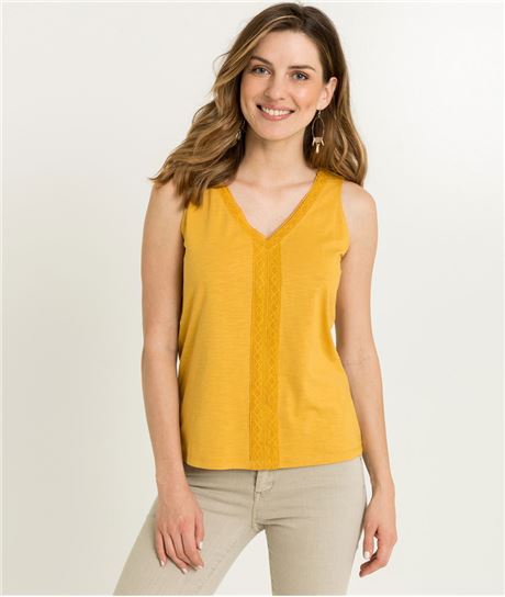 Débardeur femme coloré détail macramé SAFRAN