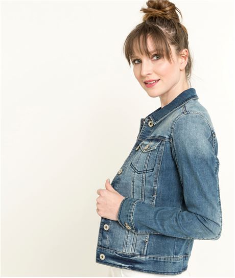 Veste jean femme délavée STONE