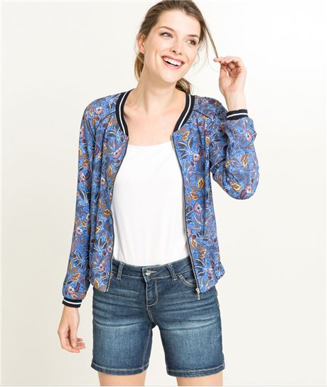 Bombers femme imprimé wax bleu BLEU