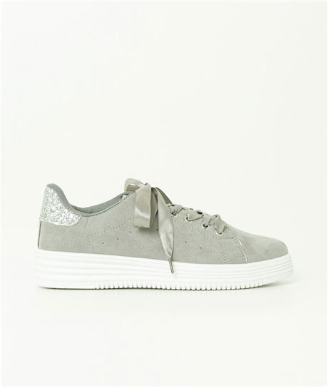 Baskets femme détail paillettes GRIS