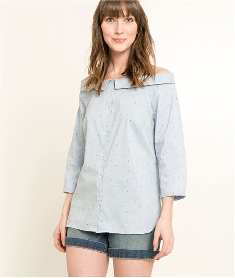 Chemisier femme col bateau BLEU