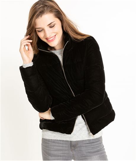 Doudoune femme en velours noir NOIR