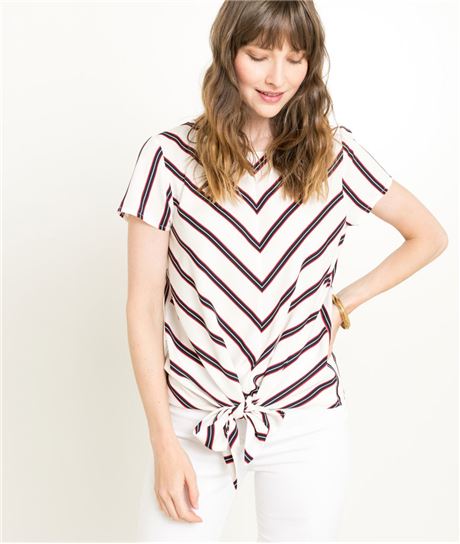 Top femme rayé rouge bleu et blanc ECRU