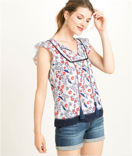 Blouse femme imprimé BLEU