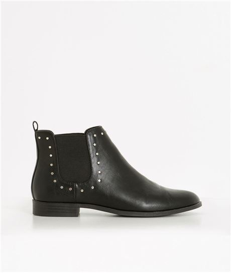 Boots femme noires unies avec clous NOIR