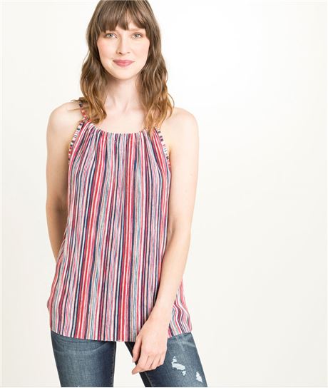 Top femme rayures multicolores MULTICOLORE