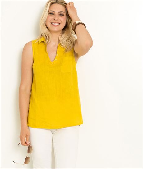 Blouse femme sans manches lin SAFRAN