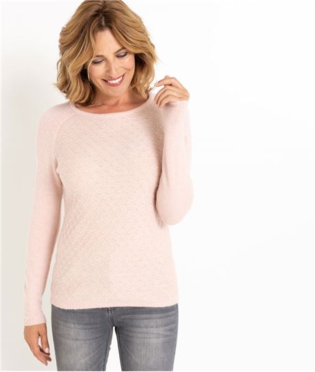 Pull femme point boule ROSE