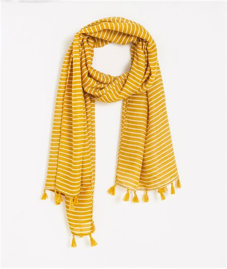 Foulard femme rayé jaune JAUNE