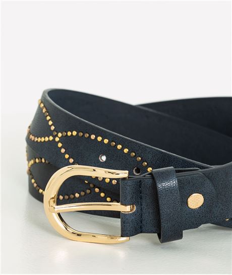 Ceinture femme bleue à clous dorés BLEU