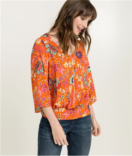 Blouse femme orange manches évasées ORANGE
