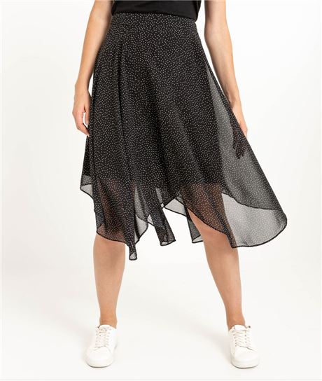 Jupe femme mi-longue transparente à pois IMPRIME