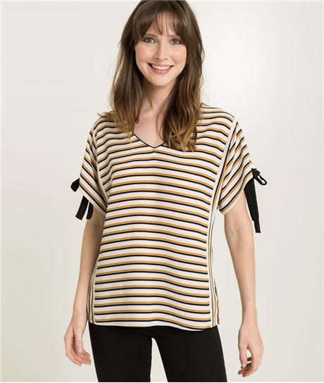 Blouse femme fluide rayures et noeuds IMPRIME