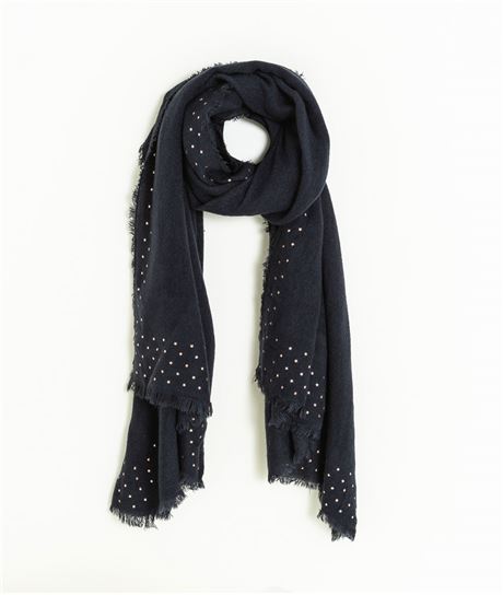 Echarpe femme studs étoiles BLEU MARINE