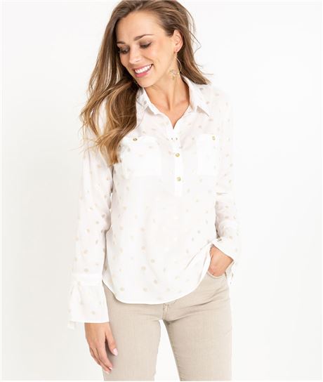 Blouse femme blanche fluide et imprimée ECRU