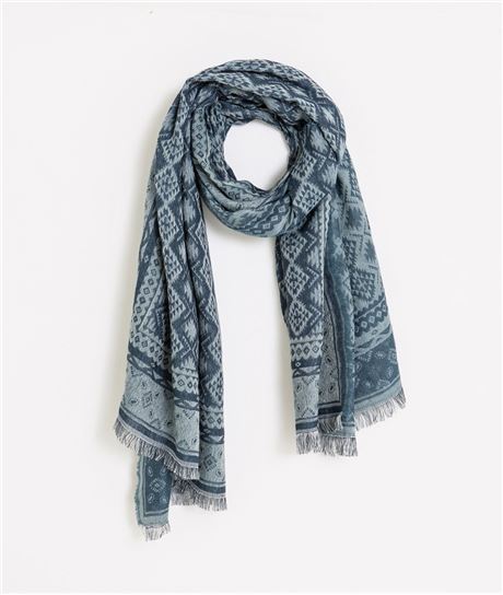 Foulard femme bleu imprimé BLEU
