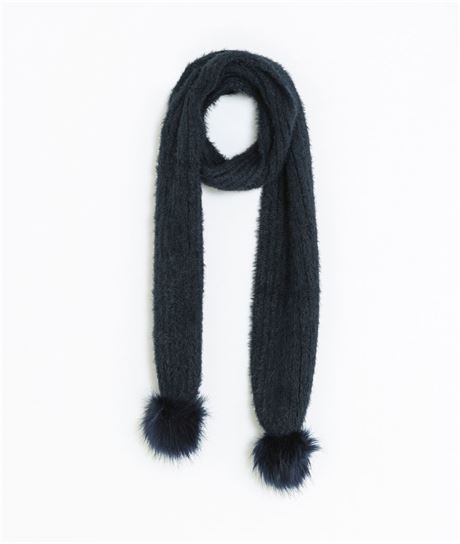 Echarpe femme avec pompons BLEU