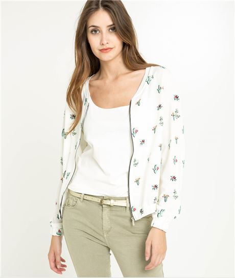 Bombers femme motif cactus ECRU