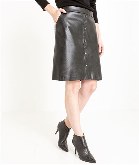 Jupe femme évasée avec boutons NOIR