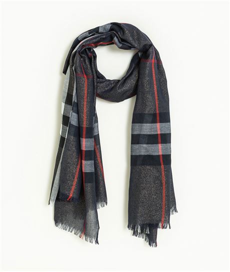 Foulard femme bleu à carreaux BLEU