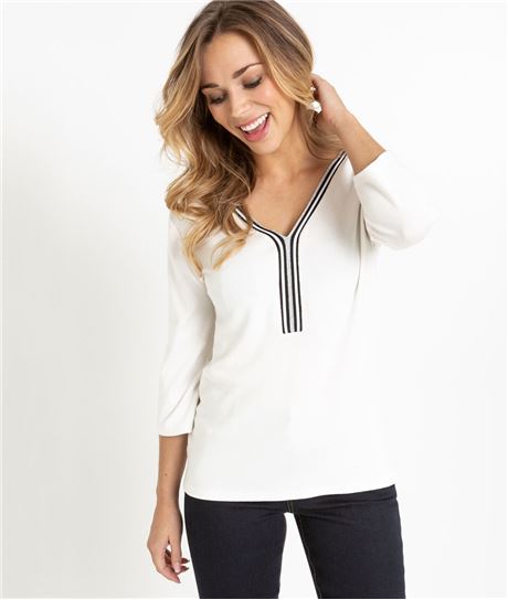 T-shirt femme manche 3/4 uni ECRU