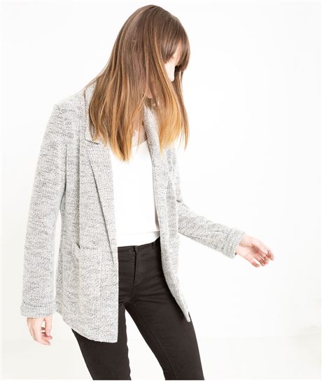 Gilet femme forme blazer GRIS CLAIR