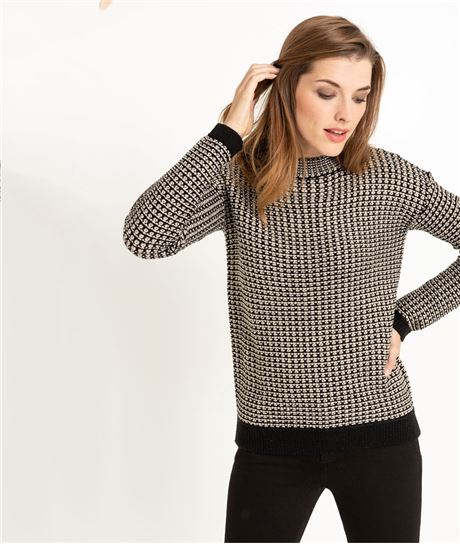 Pull femme col montant BEIGE