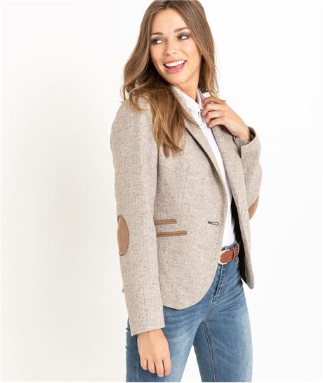 Veste tailleur femme en lainage beige BEIGE