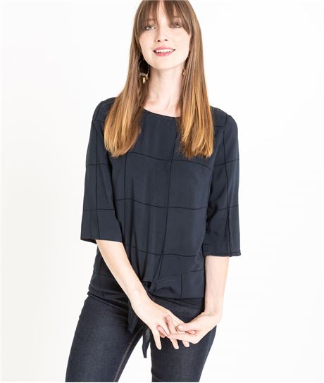 Blouse femme nouée manches 3/4 MARINE