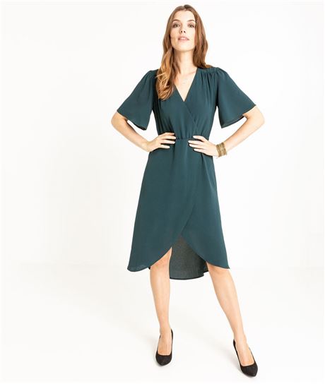 Robe femme fendue et fluide VERT