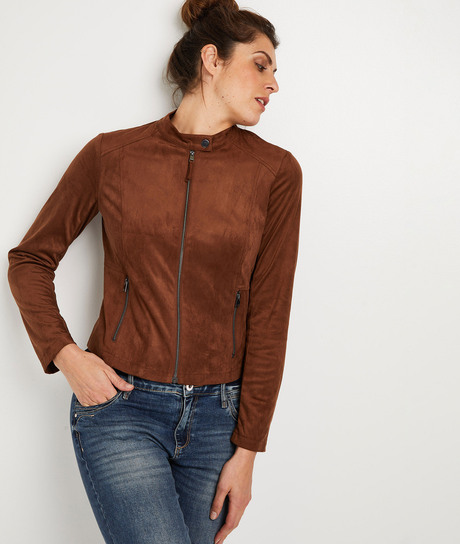 Blouson souple en suédine femme CHOCOLAT