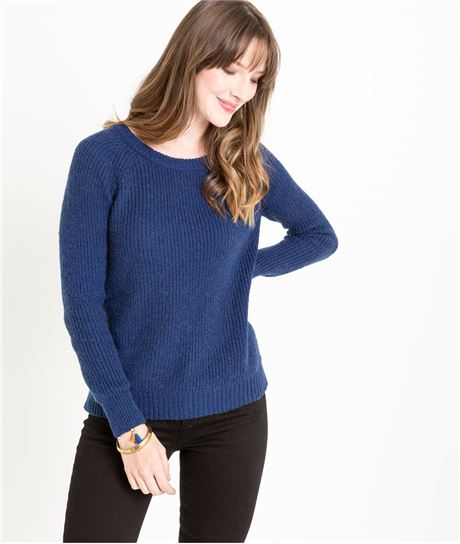 Pull bleu zippé dans le dos BLEU
