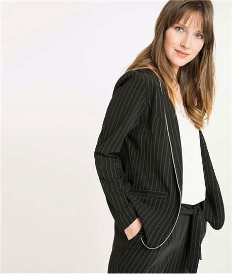 Veste femme fluide rayée NOIR