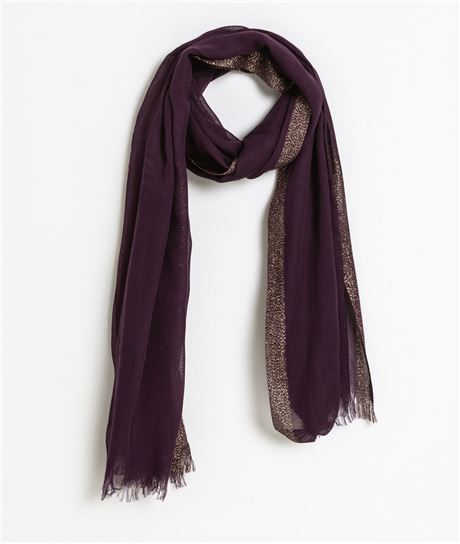 Foulard femme coloré avec bord brillant PRUNE