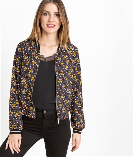 Bombers femme imprimé GRIS FONCE