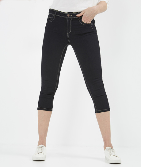 Corsaire femme en denim BLUE BLACK