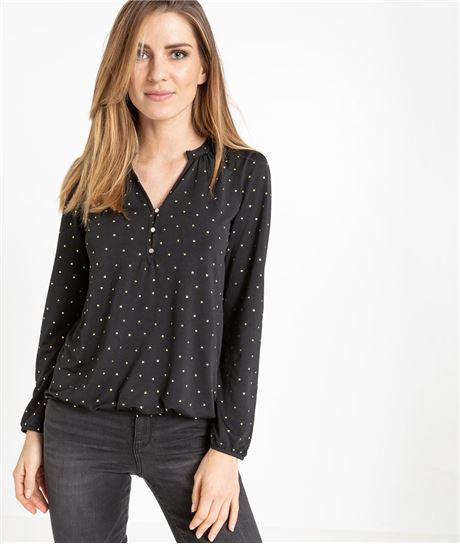 T-shirt femme manche longue fluide NOIR