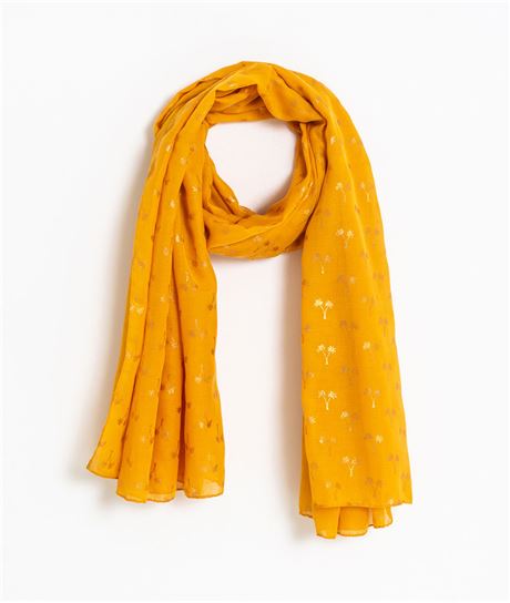 Foulard femme jaune motif palmiers JAUNE