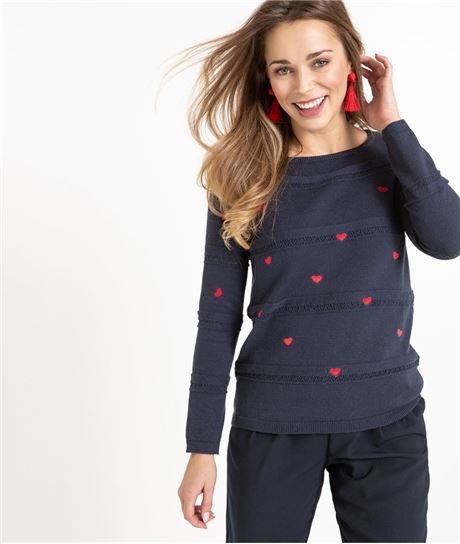 Pull marine avec motif coeur MARINE